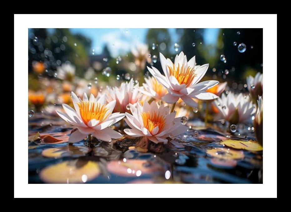 Water Lilies Bloom: Serene Beauty on Calm Water. Wall Art, Interior Accents, Framing Solutions, Residential/Commercial Decor, Premium Gifts | Size: 8 x 12 inches