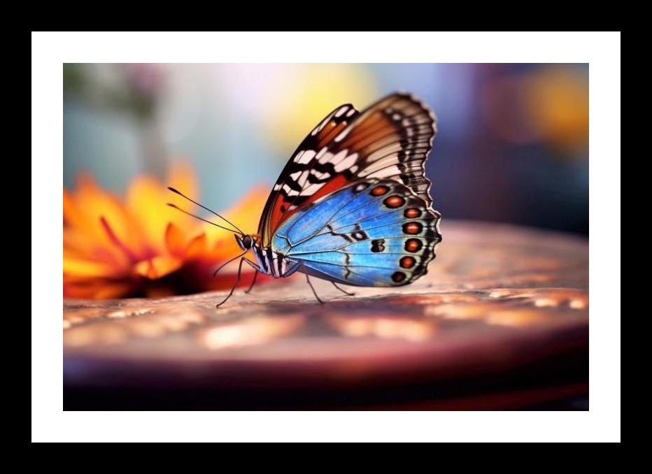 Blue & Orange Butterfly Beauty Print Wall Art, Interior Accents, Framing Solutions, Residential/Commercial Decor, Premium Gifts | Size: 8 x 12 inches
